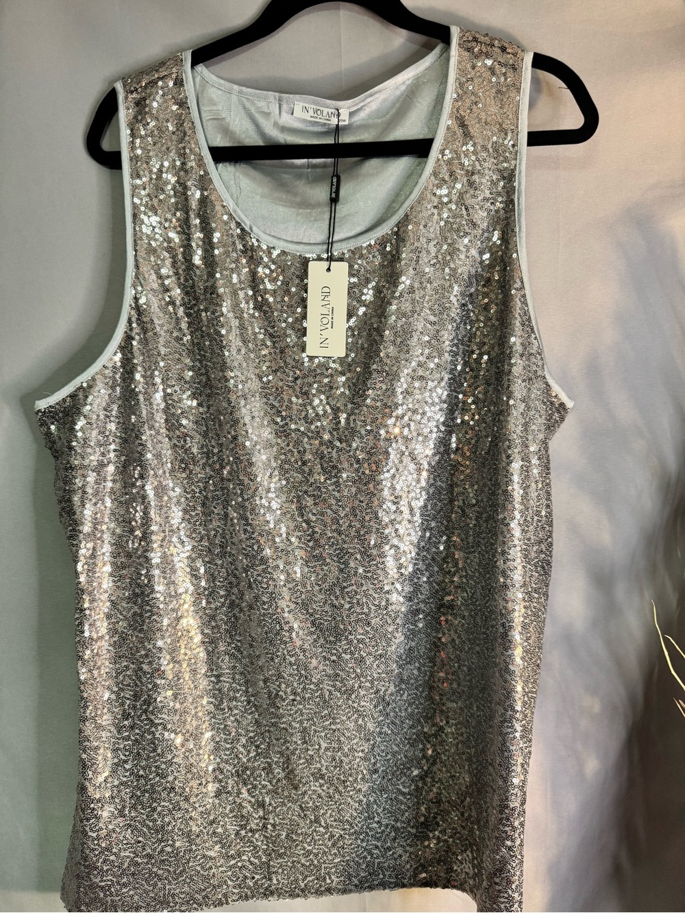 IN'VOLTAN Silver Sequin Tank Top